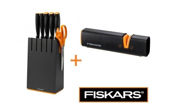 FISKARS blok 5 nožů Functional Form 1014190 + ostřič EDGE 978700