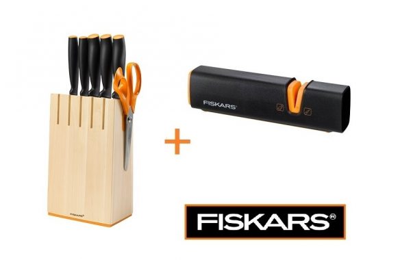 FISKARS Functional Form blok s pěti noži 1014211 + ostřič EDGE 1003098
