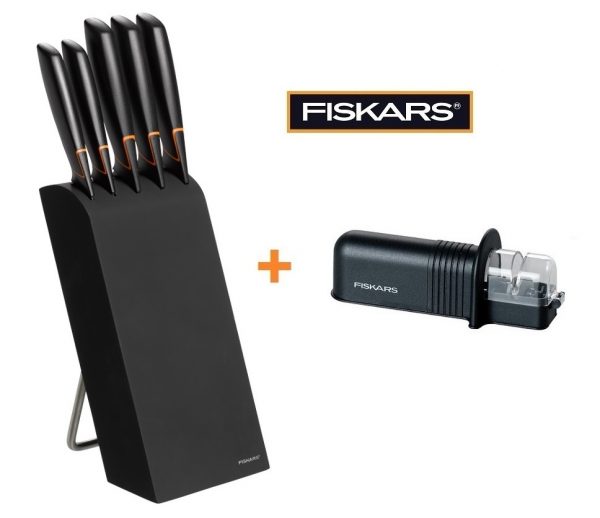 Fiskars Edge blok s 5 noži ( 978791 ) 1003099 + ostřič Essential 1023811