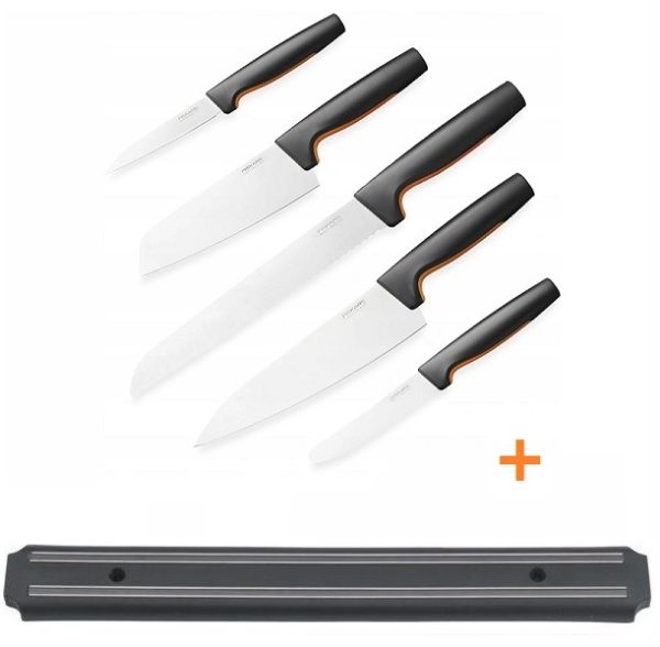 Fiskars Functional Form 1057558 Velký starovací set 5 ks + magnetický držák nožů SSW Chilli