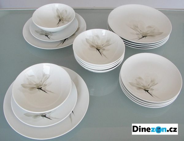 Lubiana porcelánová sada Magnolie Grey 18 dílná